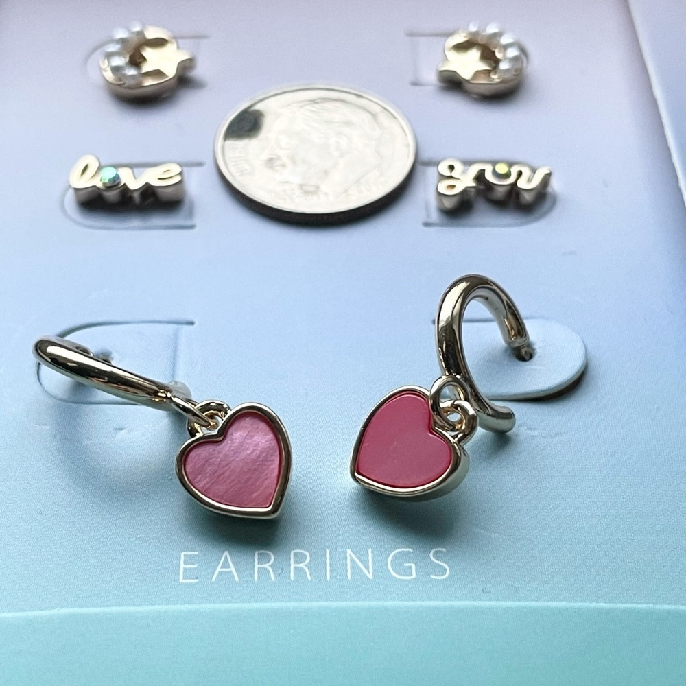 INC International Concepts Love You, Pink Heart, Star & Moon 3 Pc Earring Set - Picture 10 of 16
